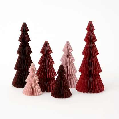 Papier-Weihnachtsbaum klein in Rosa & Rot