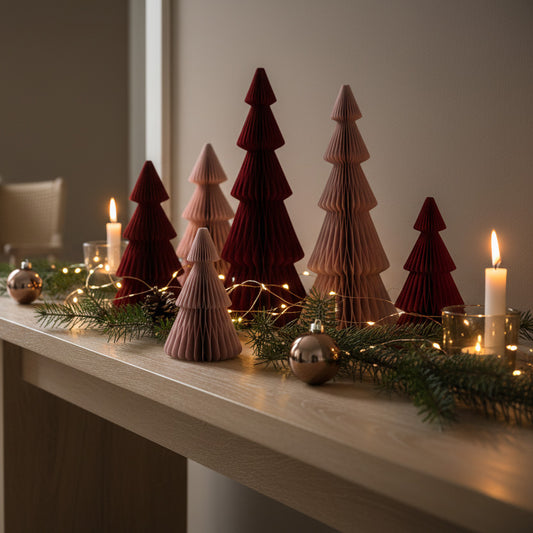 Papier-Weihnachtsbaum klein in Rosa & Rot
