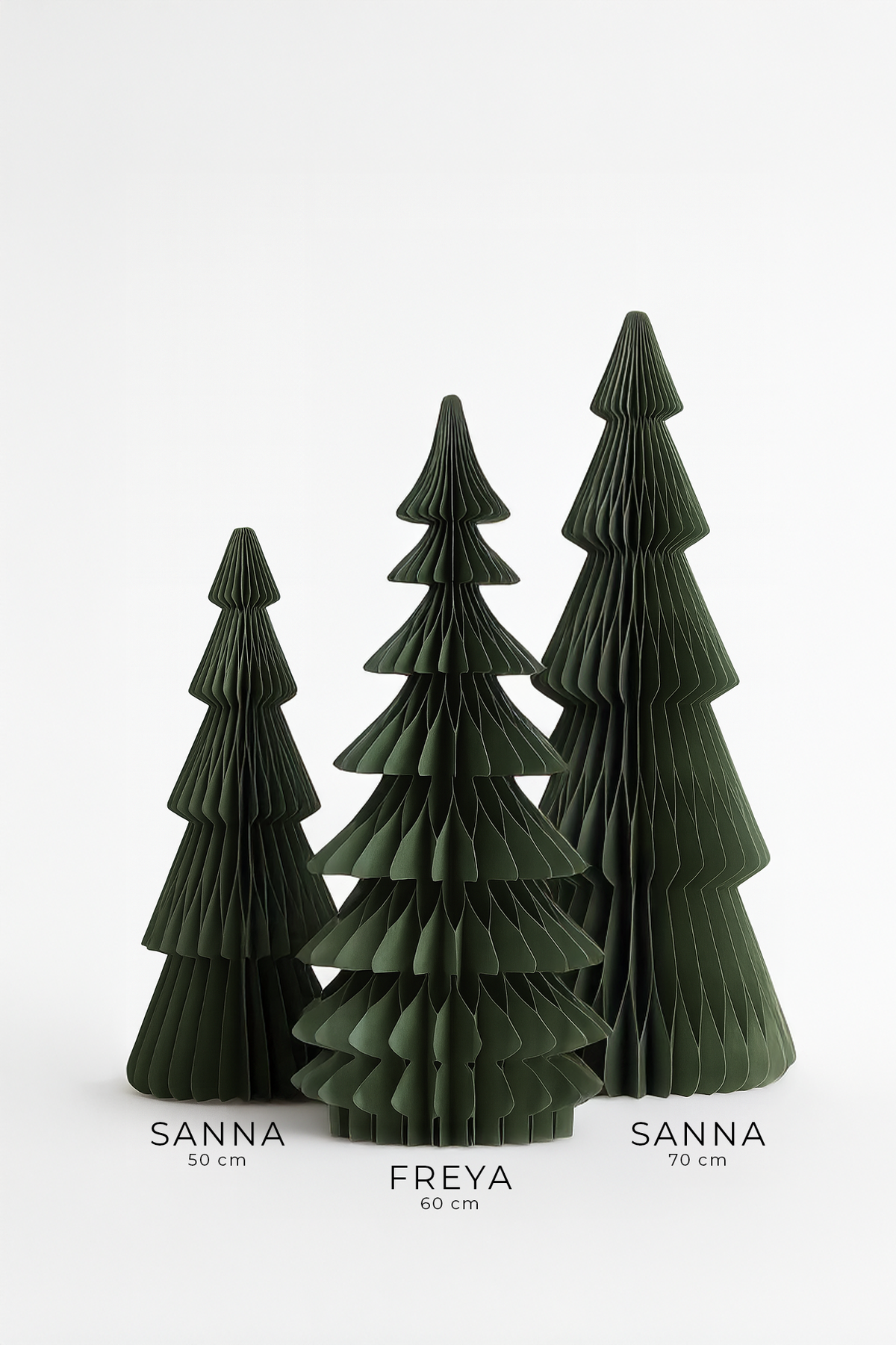 Papier-Weihnachtsbaum Sanna – 50 & 70 cm, Grün & Offwhite