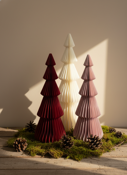 Papier-Weihnachtsbaum Sanna – 50 & 70 cm, Grün & Offwhite