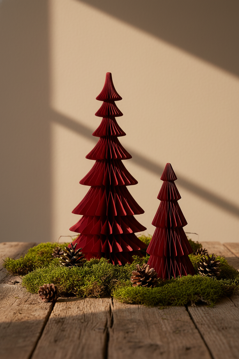 Papier-Weihnachtsbaum Sanna – 50 & 70 cm, Rosa & Rot
