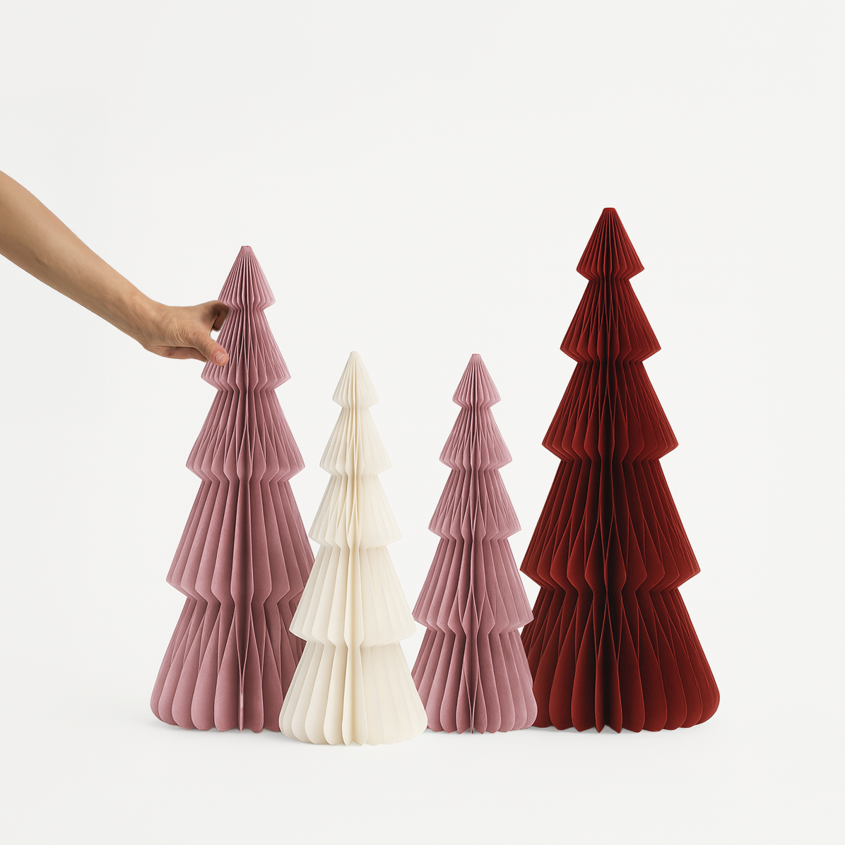 Papier-Weihnachtsbaum Sanna in Rosa & Rot