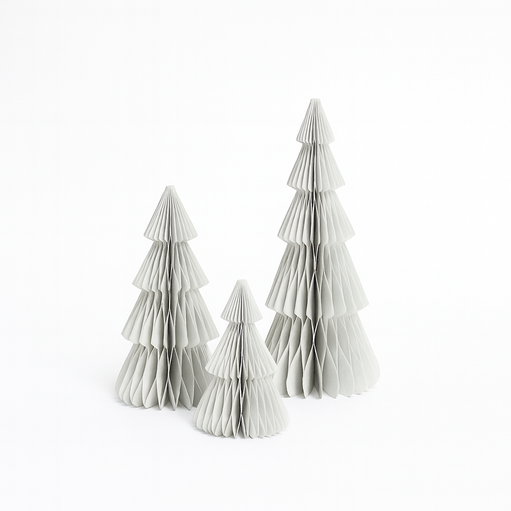 Papier-Weihnachtsbaum – Schwarz, Silber, Sand & Espresso, 15 bis 50 cm
