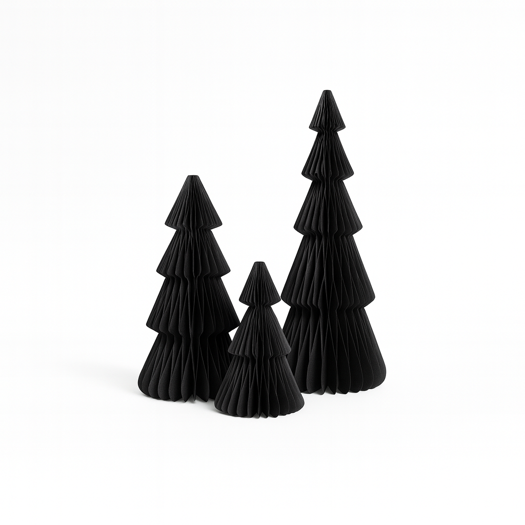 Papier-Weihnachtsbaum – Schwarz, Silber, Sand & Espresso, 15 bis 50 cm