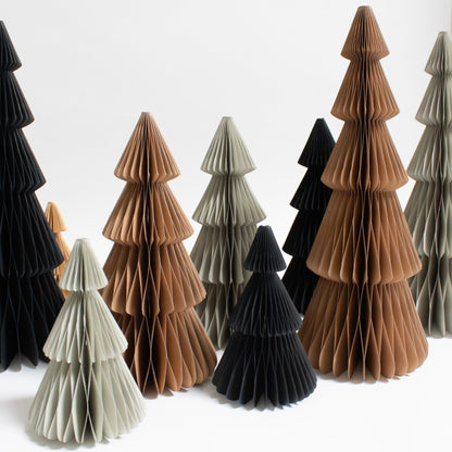 Papier-Weihnachtsbaum – Schwarz, Silber, Sand & Espresso, 15 bis 50 cm