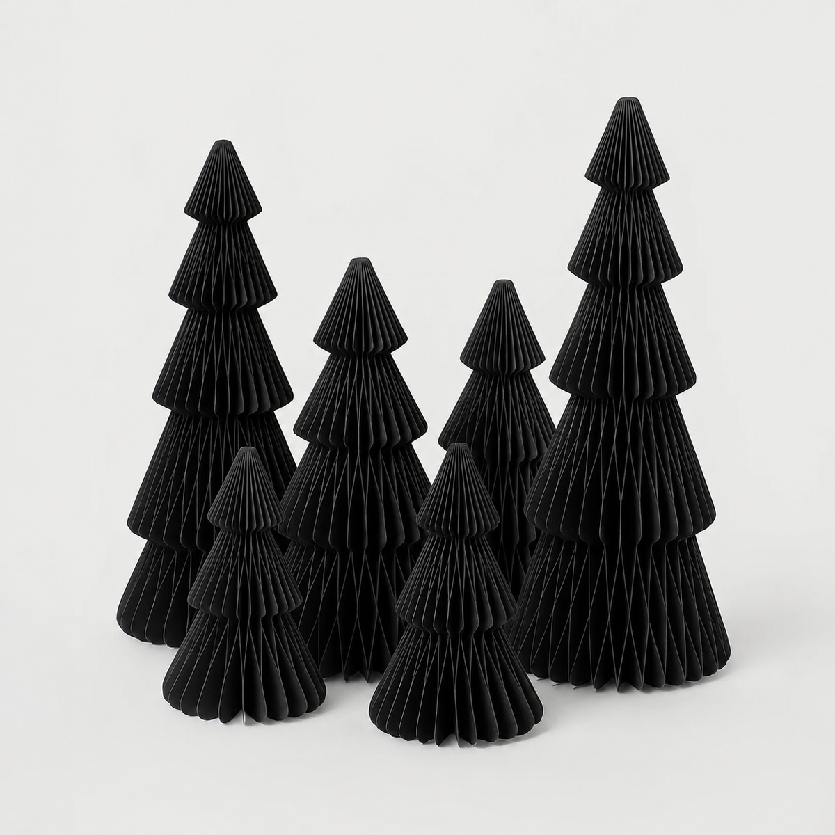 Papier-Weihnachtsbaum Set Schwarz 6er-Set