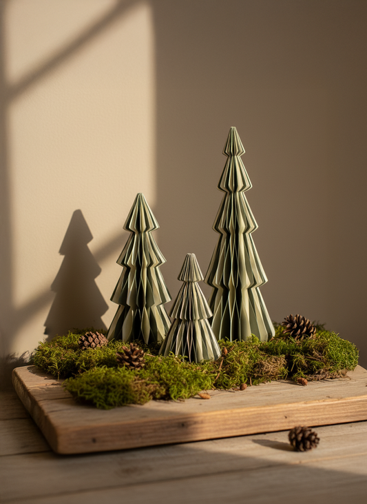Papier-Weihnachtsbaum zweifarbig Grün – 15 bis 35 cm