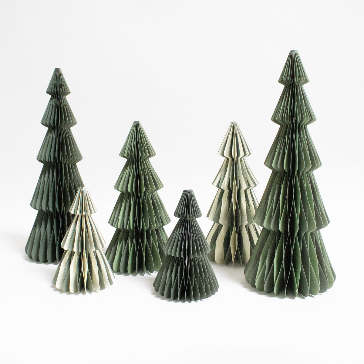 Papier-Weihnachtsbaum zweifarbig Grün – 15 bis 35 cm