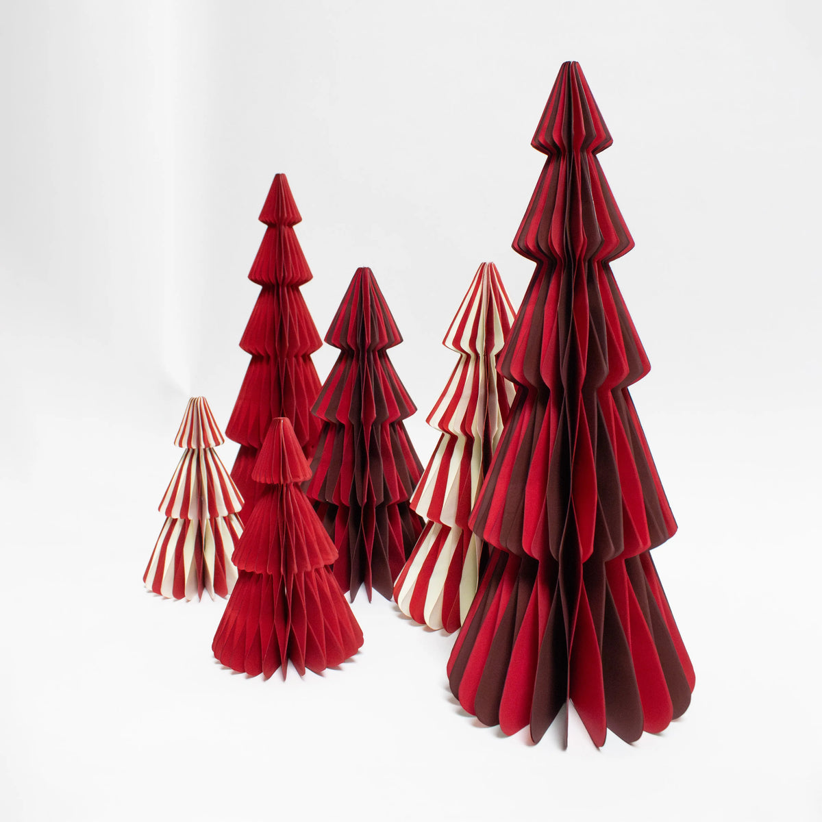 Papier-Weihnachtsbaum zweifarbig Rot – 15 bis 35 cm