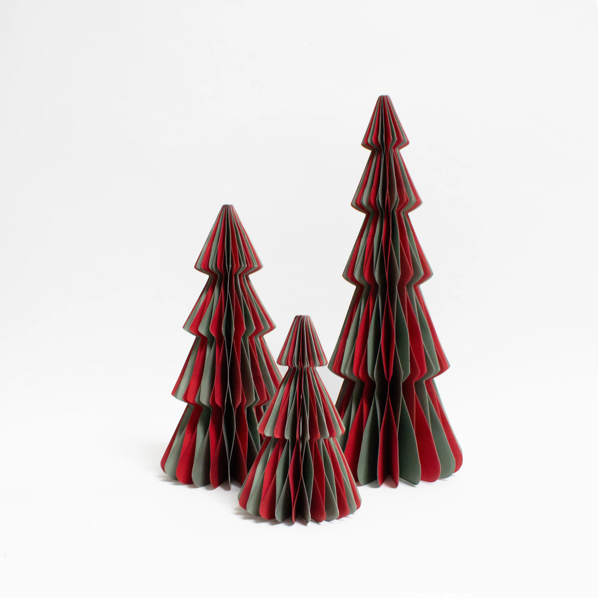 Papier-Weihnachtsbaum zweifarbig Rot in Grün