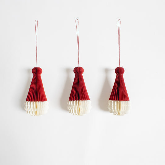 Papier-Weihnachtsmann Baumschmuck – Nikolaus rot-weiß, 10 cm