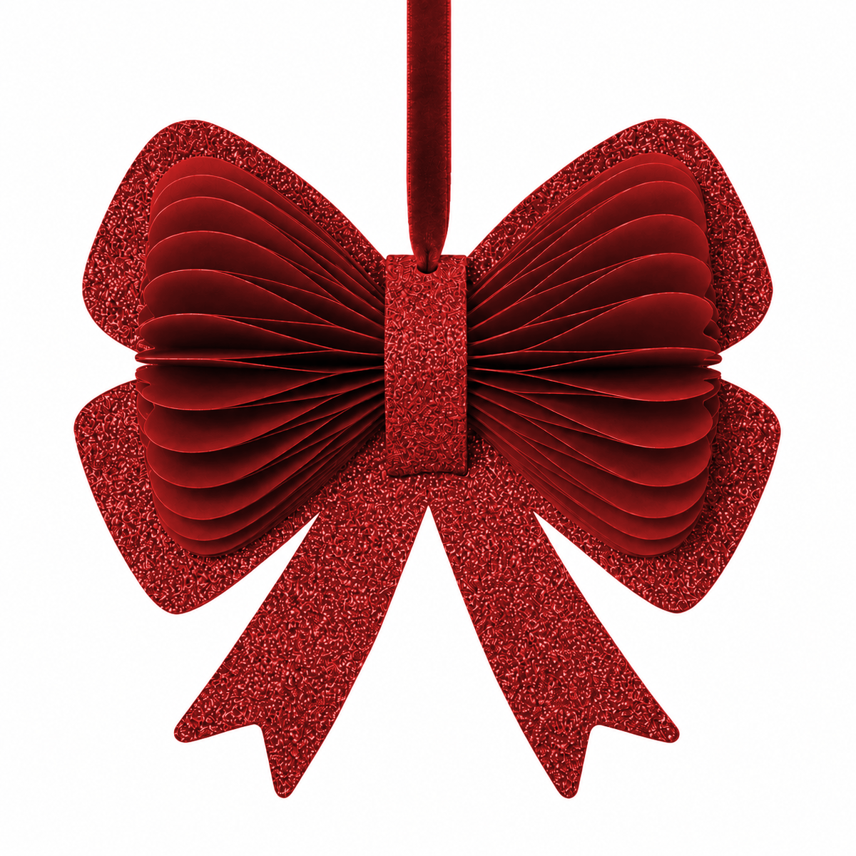 Papier-Weihnachtsschleife mit Glitzer in Rot