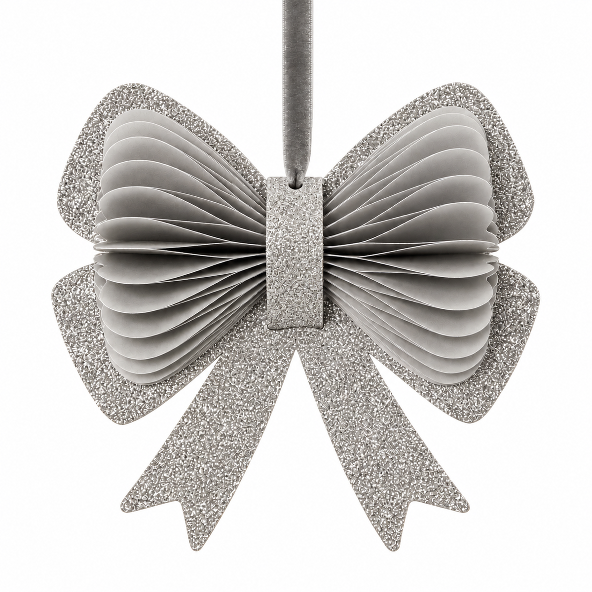 Papier-Weihnachtsschleife mit Glitzer in Silber
