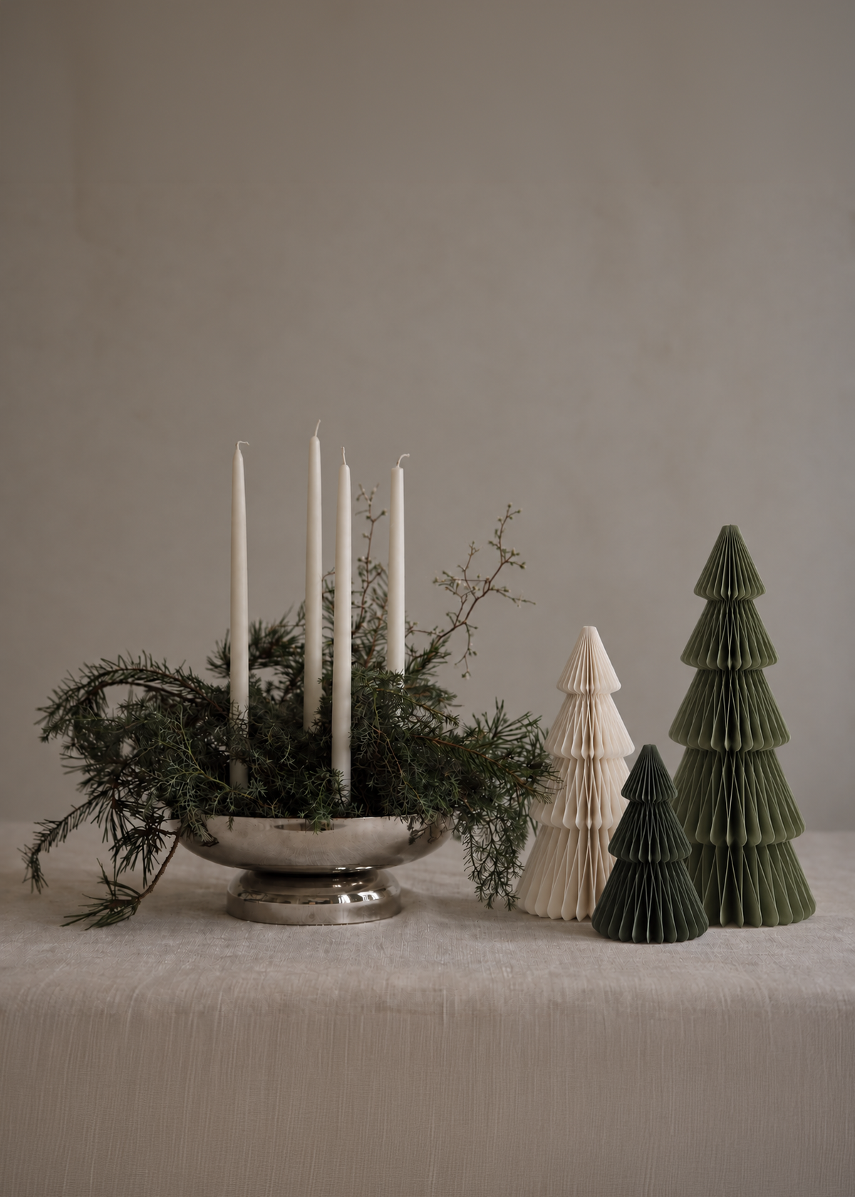 SET Papier Weihnachtsbaum – Offwhite, Salbeigrün & Moosgrün