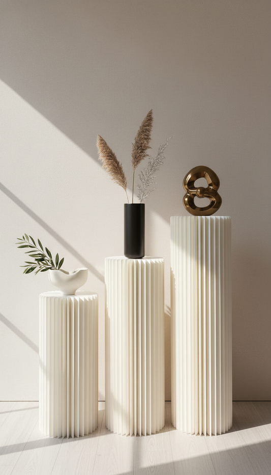 Papiersäulen – Skulpturale Displays für Concept Stores & Hochzeiten