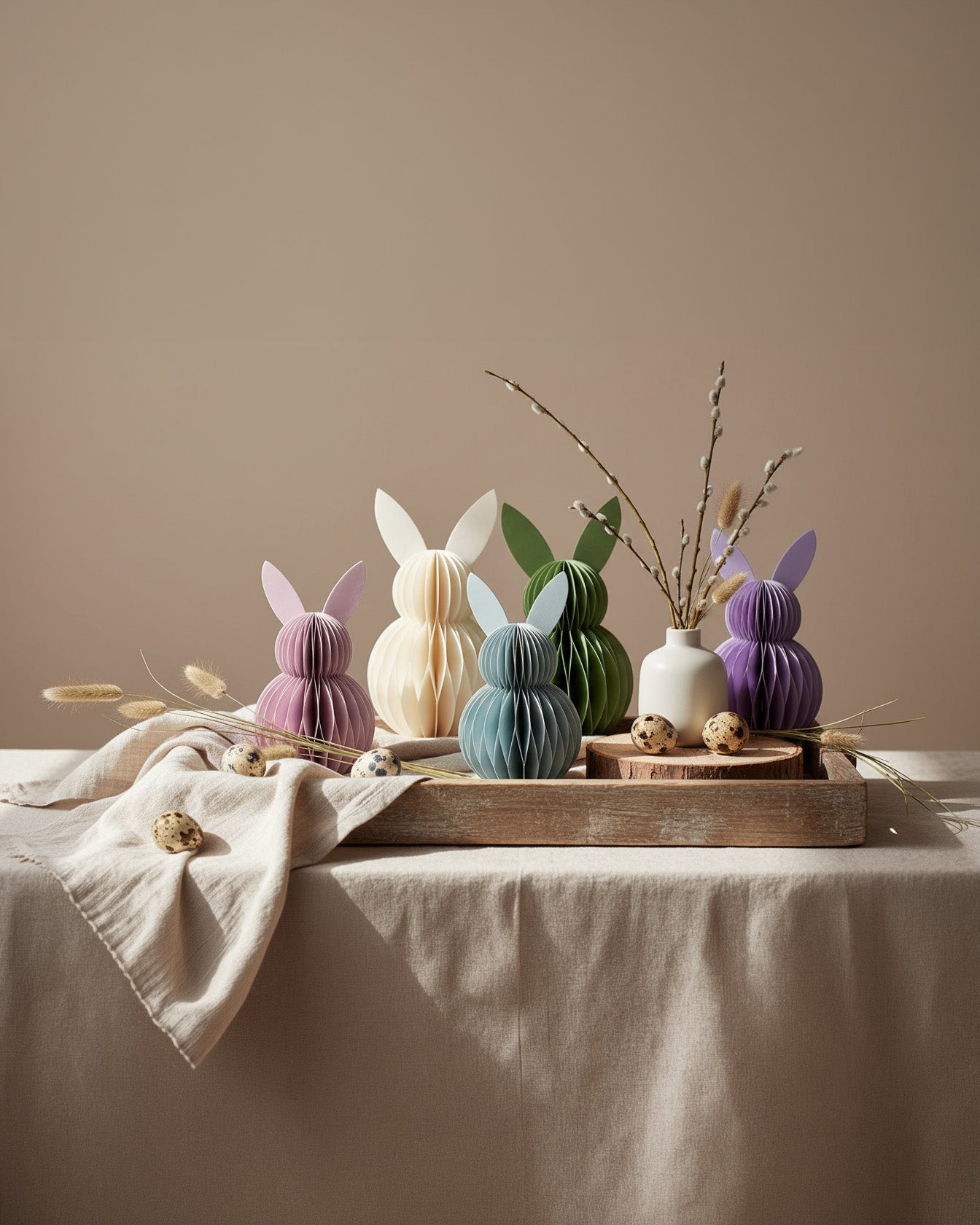 Minimalistische Osterhasen aus Papier – pastell