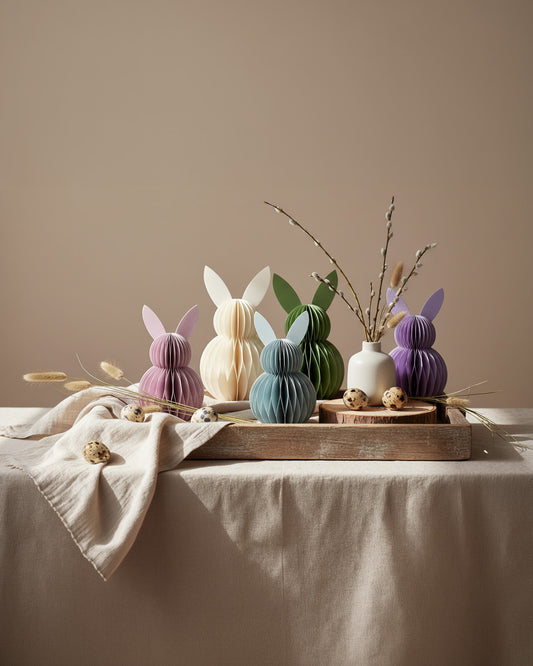 Minimalistische Osterhasen aus Papier – pastell