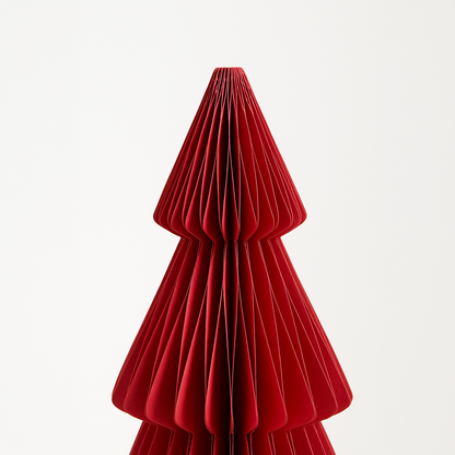 Papier Weihnachtsbaum Set – Offwhite, Karminrot & Bordeaux