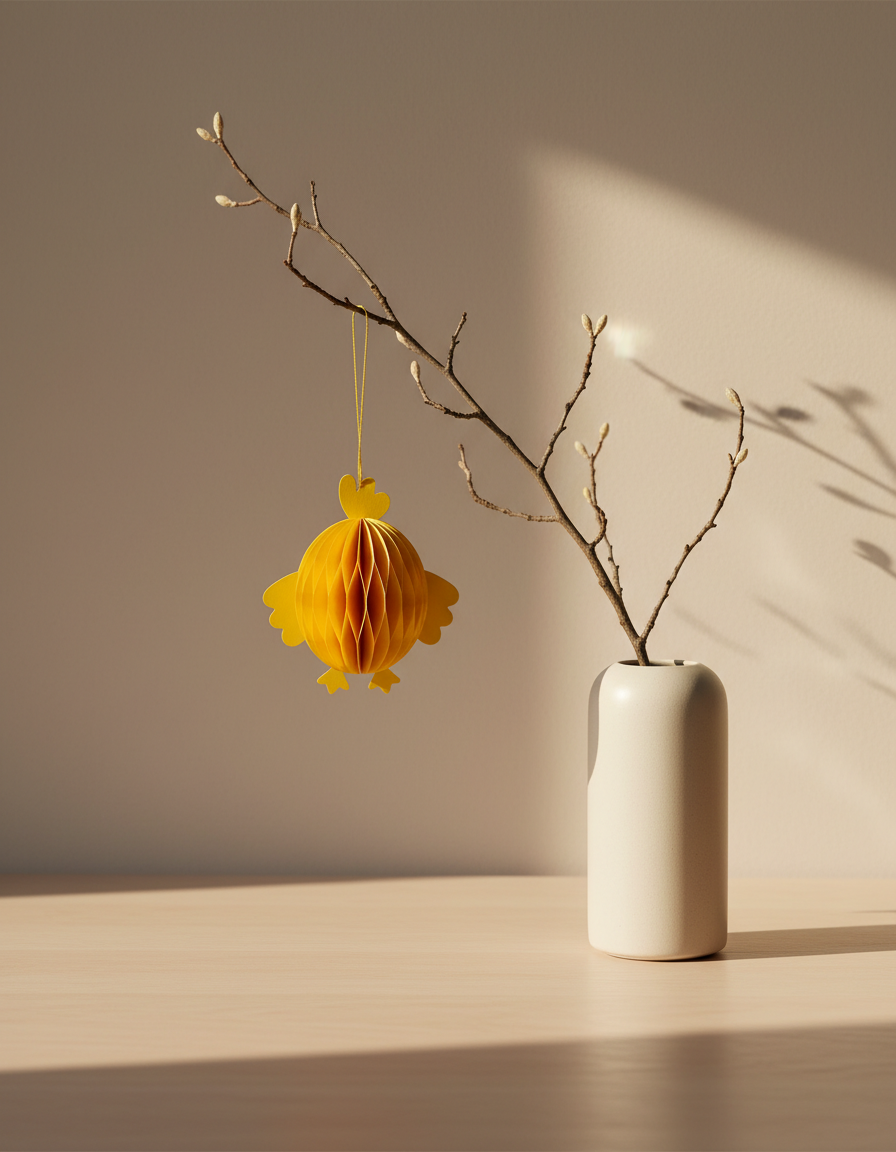 hängende Papier Küken Deko – Osterstrauch Accessoire Küken gelb