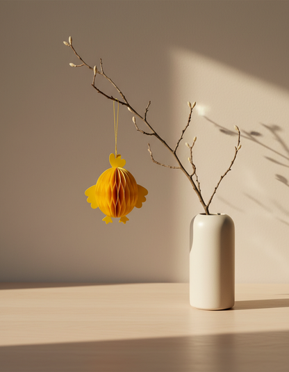 hängende Papier Küken Deko – Osterstrauch Accessoire Küken gelb