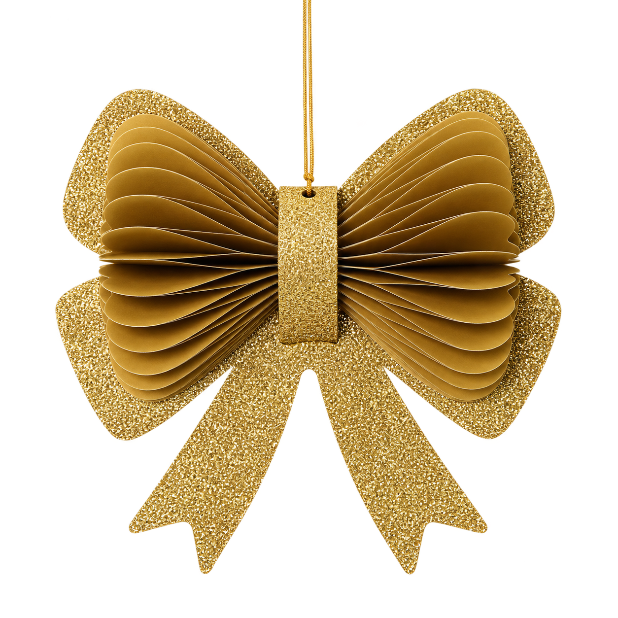 Christbaumschmuck aus Papier – Papierschleifen gold/silber mit Glitzer