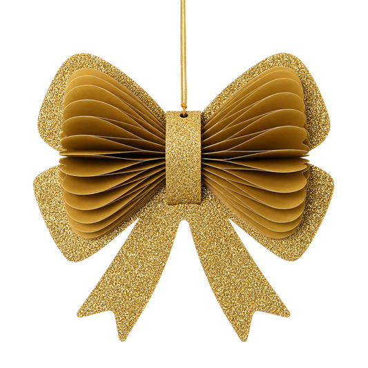 Christbaumschmuck aus Papier – Papierschleifen gold/silber mit Glitzer