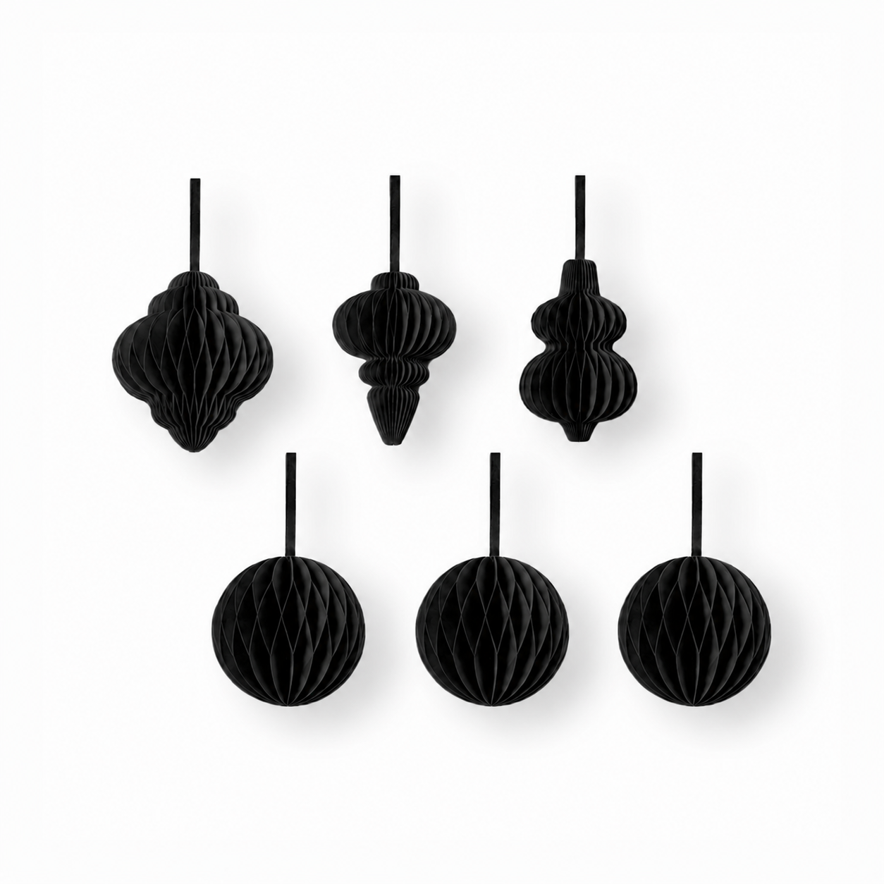 Christbaumschmuck aus Papier – Kugeln & Ornamente schwarz