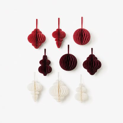 Christbaumschmuck aus Papier – Kugeln & Ornamente rot