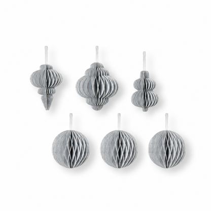 Christbaumschmuck aus Papier – Kugeln & Ornamente gold/silber mit Glitzer