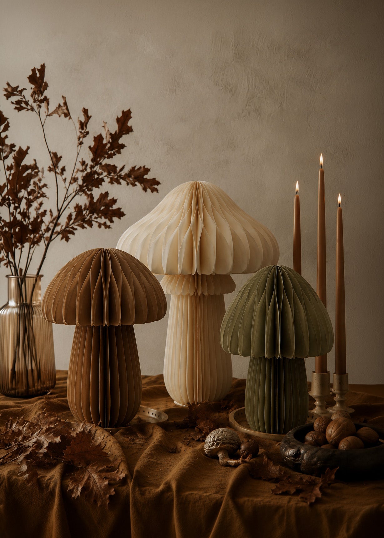 XL Papierpilz | Schaufensterdeko Herbst